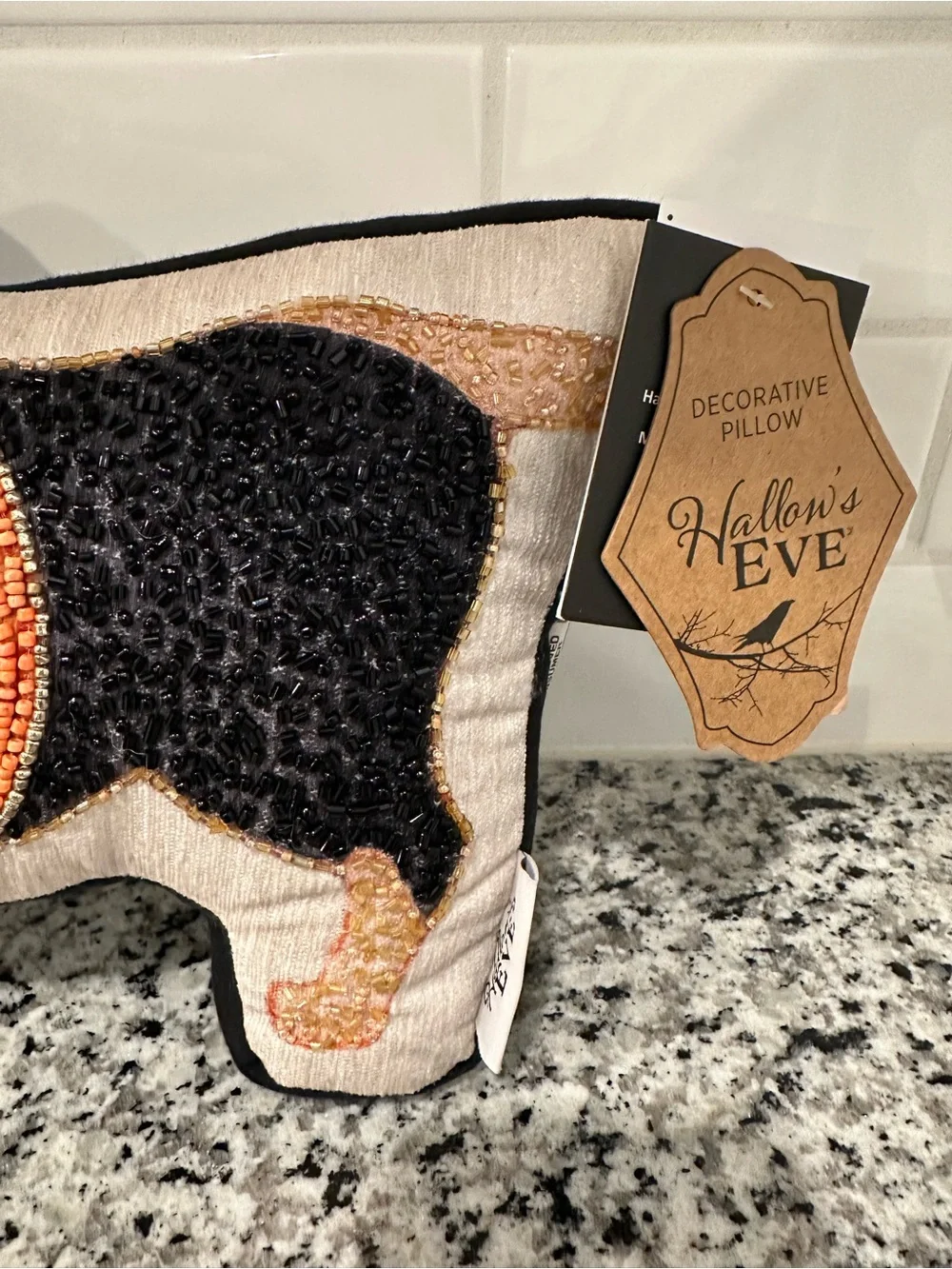 Black & Orange Dachshund Pumpkin Holiday Pillow